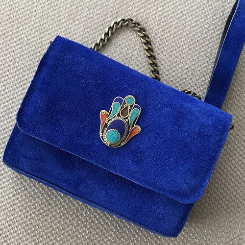 Sac Bijou daim bleu majorelle