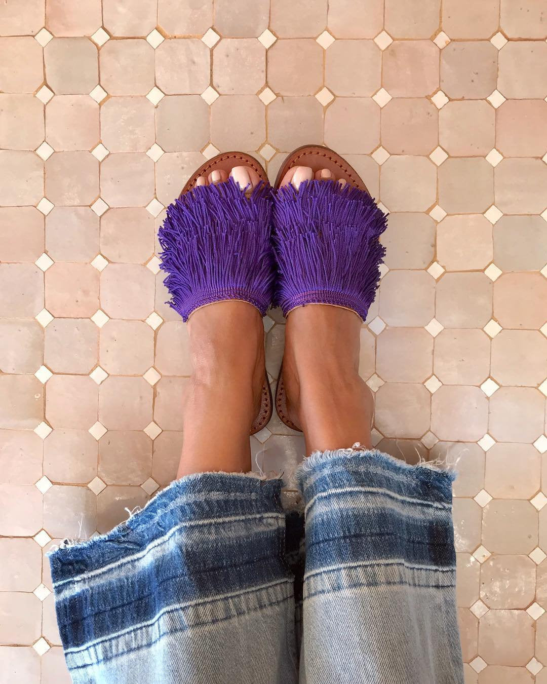 Sandales HDBA violet, sandales plates, chaussures d'été en violet,