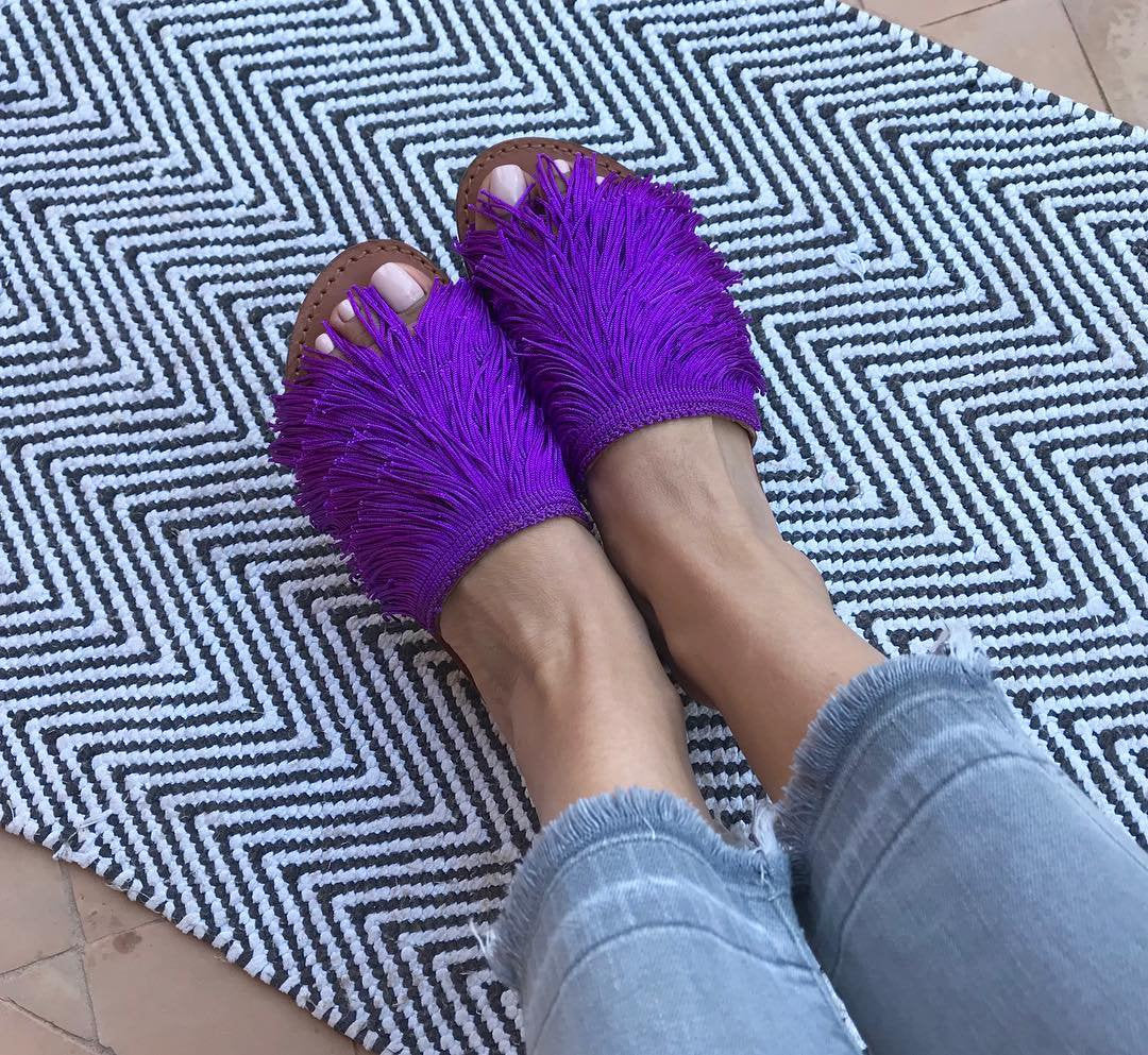 Sandales HDBA violet, sandales plates, chaussures d'été en violet,