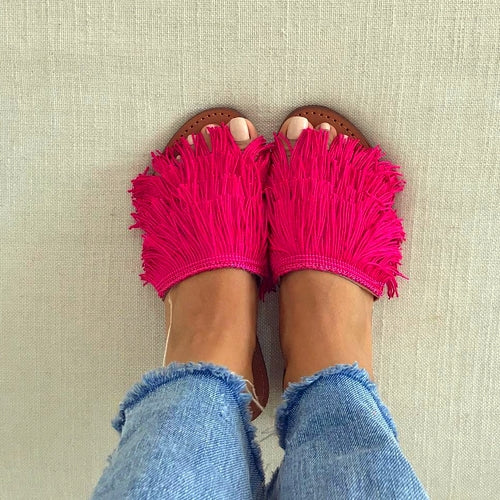 Sandales HDBA rose, sandales plates, chaussures d'été en rose,